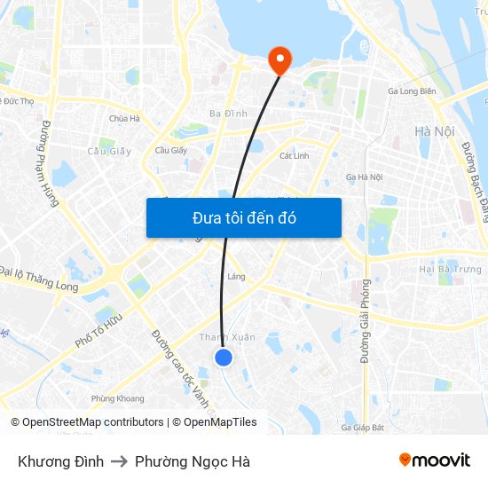 Khương Đình to Phường Ngọc Hà map