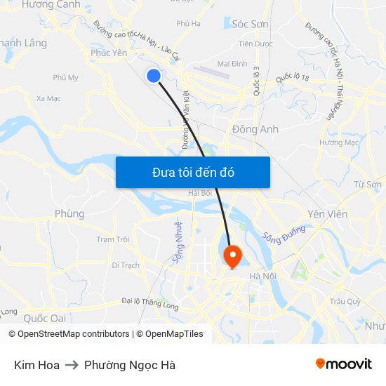 Kim Hoa to Phường Ngọc Hà map