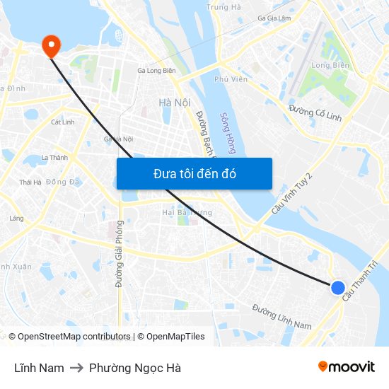 Lĩnh Nam to Phường Ngọc Hà map