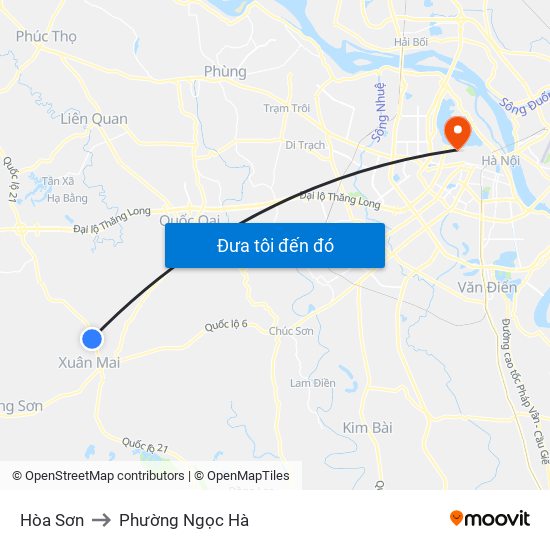 Hòa Sơn to Phường Ngọc Hà map
