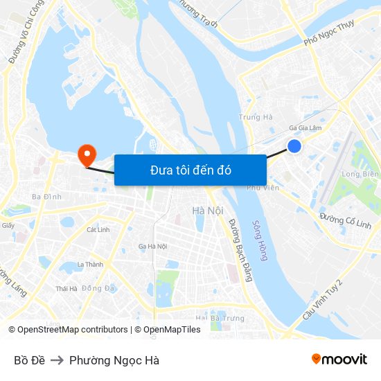 Bồ Đề to Phường Ngọc Hà map