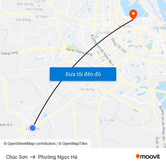 Chúc Sơn to Phường Ngọc Hà map