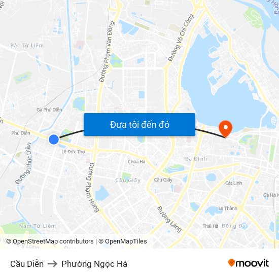 Cầu Diễn to Phường Ngọc Hà map