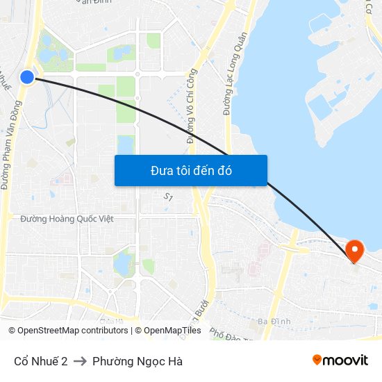 Cổ Nhuế 2 to Phường Ngọc Hà map