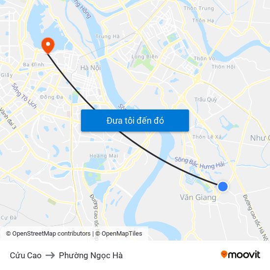 Cửu Cao to Phường Ngọc Hà map