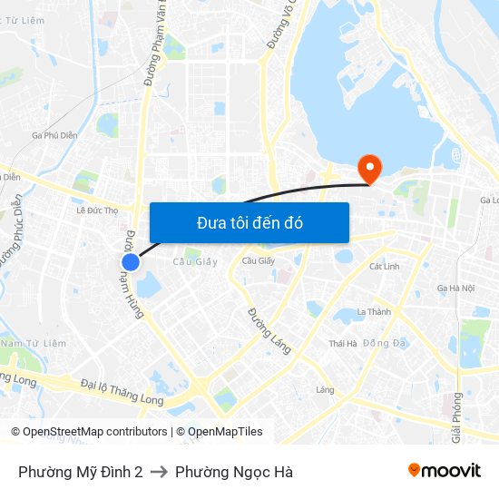 Phường Mỹ Đình 2 to Phường Ngọc Hà map