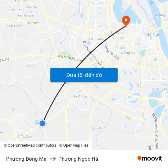 Phường Đồng Mai to Phường Ngọc Hà map