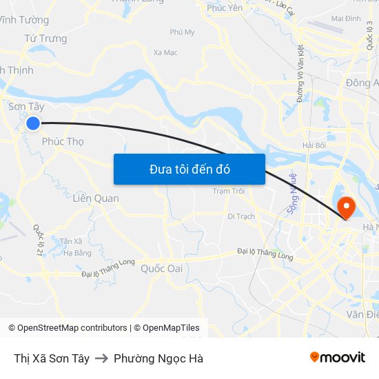 Thị Xã Sơn Tây to Phường Ngọc Hà map