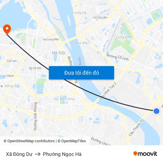Xã Đông Dư to Phường Ngọc Hà map