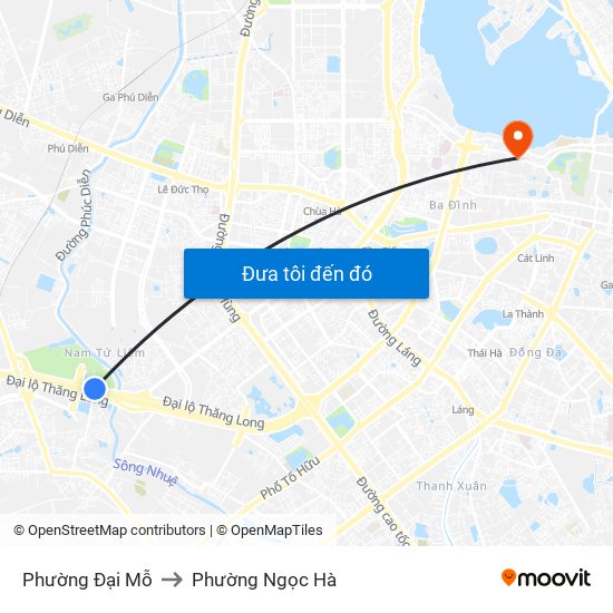 Phường Đại Mỗ to Phường Ngọc Hà map