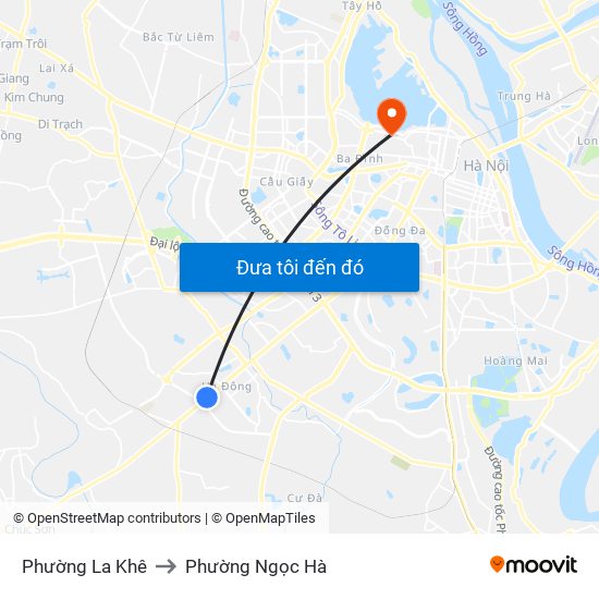 Phường La Khê to Phường Ngọc Hà map