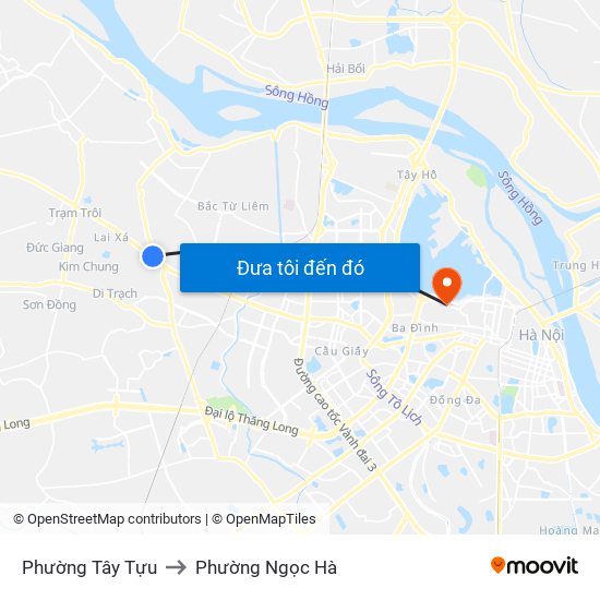 Phường Tây Tựu to Phường Ngọc Hà map