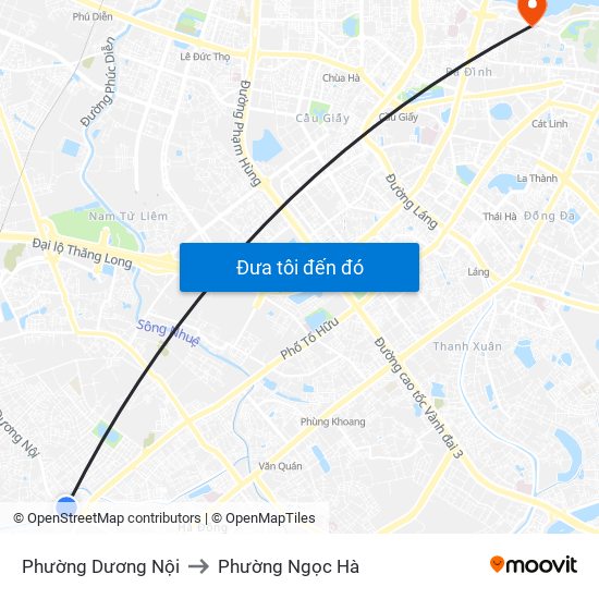 Phường Dương Nội to Phường Ngọc Hà map