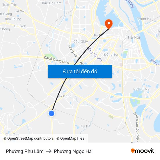 Phường Phú Lãm to Phường Ngọc Hà map