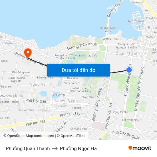 Phường Quán Thánh to Phường Ngọc Hà map