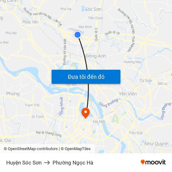 Huyện Sóc Sơn to Phường Ngọc Hà map
