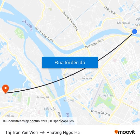 Thị Trấn Yên Viên to Phường Ngọc Hà map