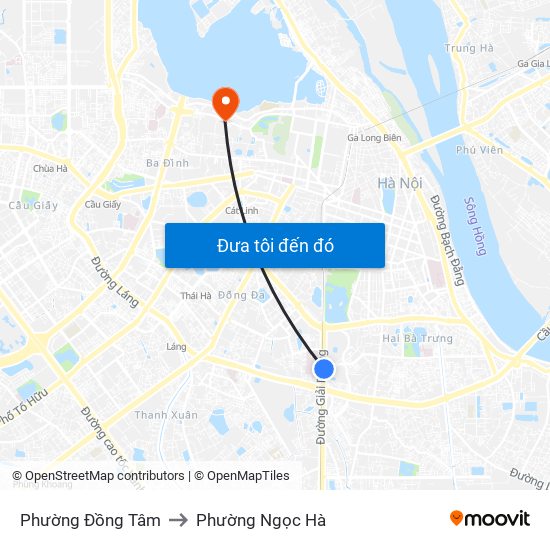 Phường Đồng Tâm to Phường Ngọc Hà map