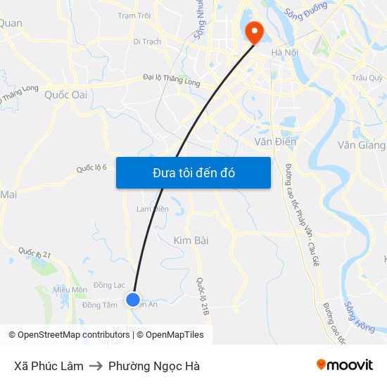 Xã Phúc Lâm to Phường Ngọc Hà map