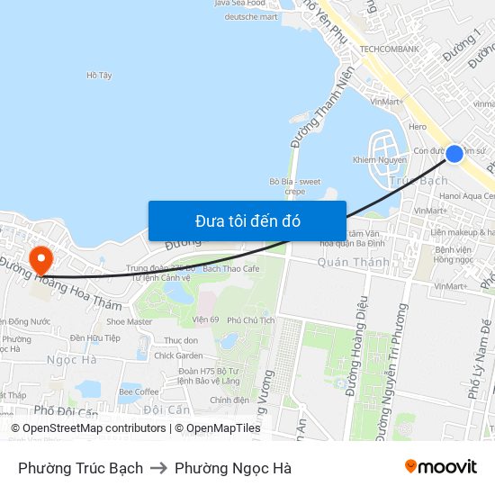 Phường Trúc Bạch to Phường Ngọc Hà map