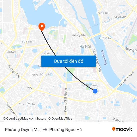 Phường Quỳnh Mai to Phường Ngọc Hà map