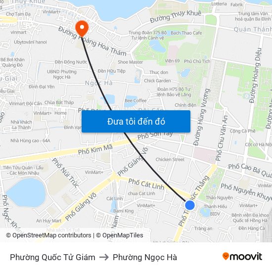 Phường Quốc Tử Giám to Phường Ngọc Hà map