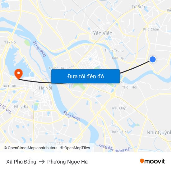 Xã Phù Đổng to Phường Ngọc Hà map