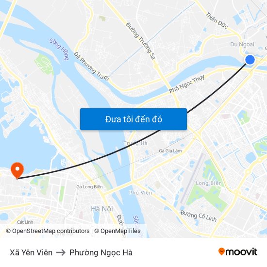 Xã Yên Viên to Phường Ngọc Hà map