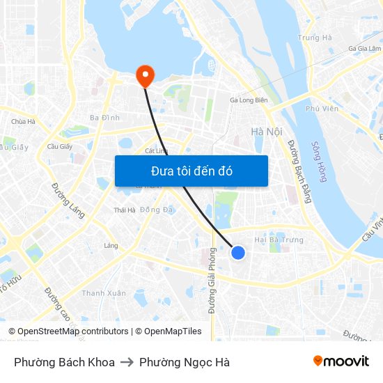 Phường Bách Khoa to Phường Ngọc Hà map