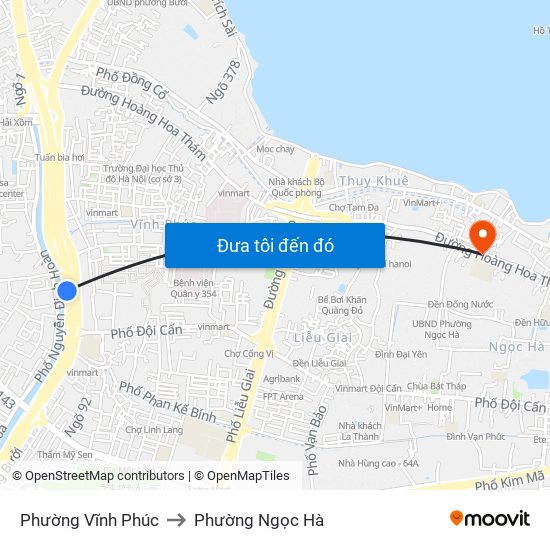 Phường Vĩnh Phúc to Phường Ngọc Hà map