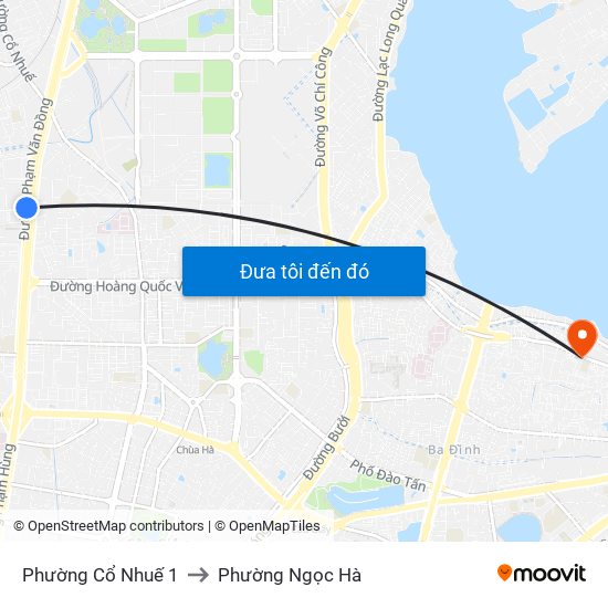 Phường Cổ Nhuế 1 to Phường Ngọc Hà map