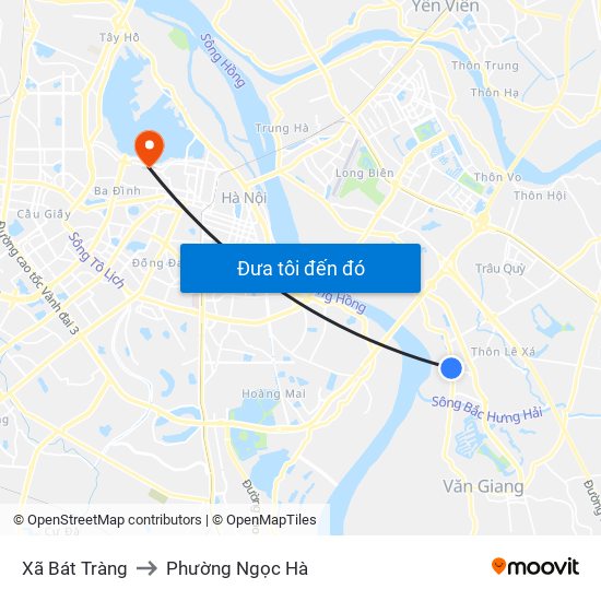 Xã Bát Tràng to Phường Ngọc Hà map
