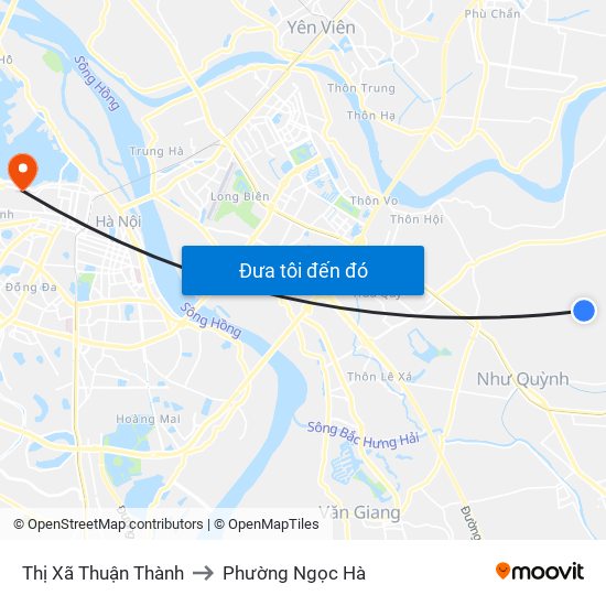 Thị Xã Thuận Thành to Phường Ngọc Hà map