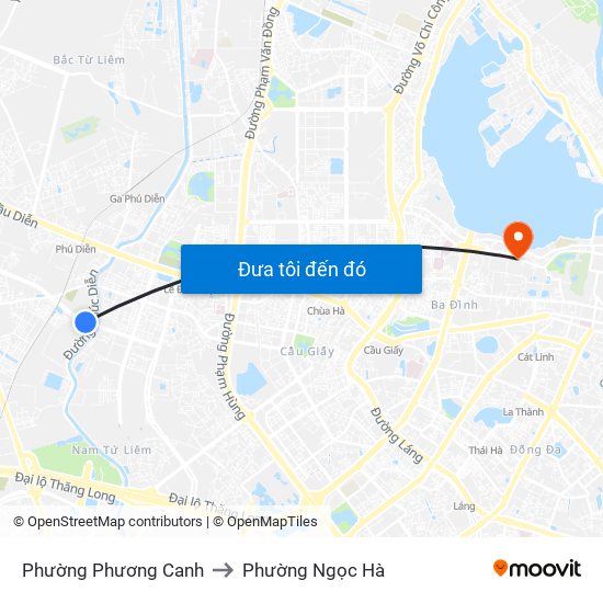 Phường Phương Canh to Phường Ngọc Hà map