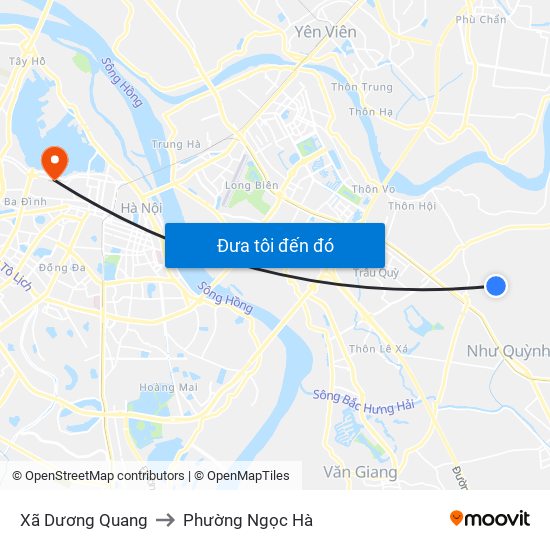 Xã Dương Quang to Phường Ngọc Hà map