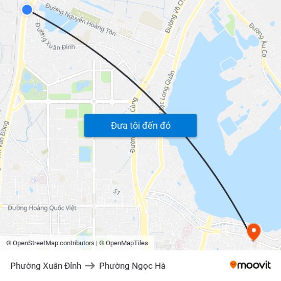 Phường Xuân Đỉnh to Phường Ngọc Hà map
