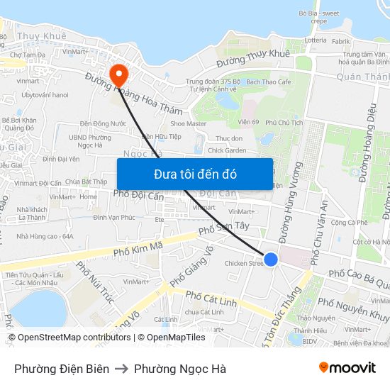 Phường Điện Biên to Phường Ngọc Hà map