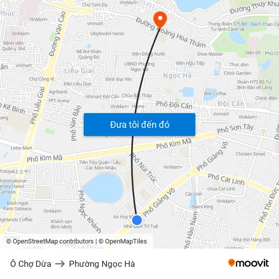 Ô Chợ Dừa to Phường Ngọc Hà map