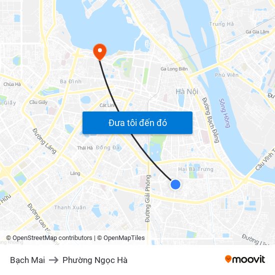 Bạch Mai to Phường Ngọc Hà map