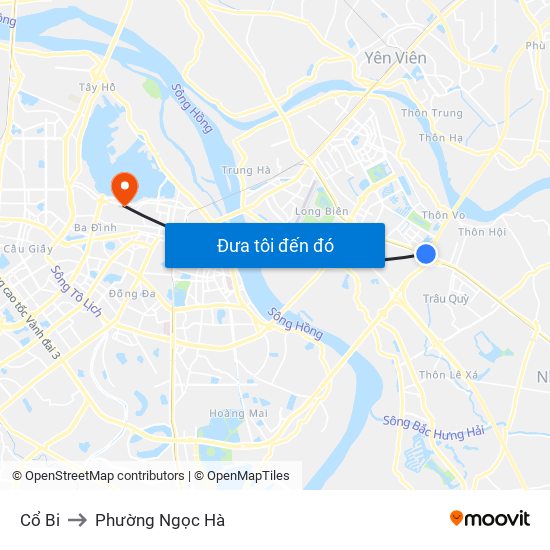 Cổ Bi to Phường Ngọc Hà map