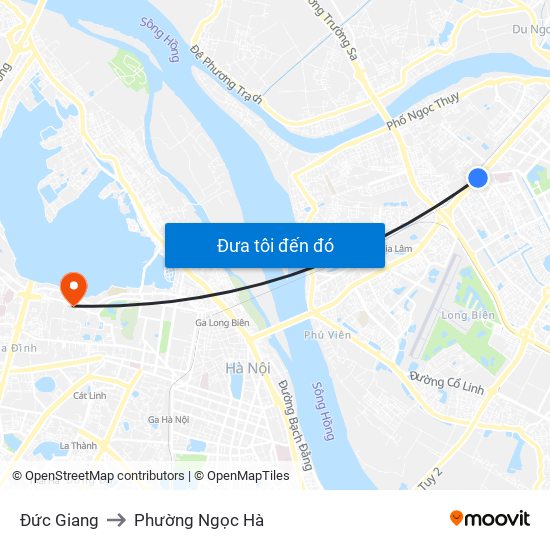 Đức Giang to Phường Ngọc Hà map