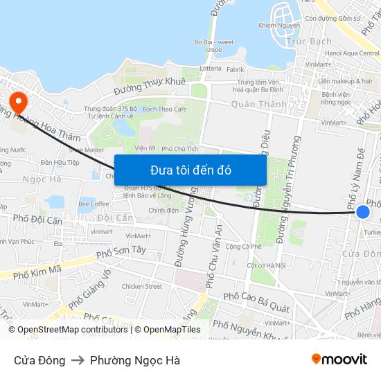 Cửa Đông to Phường Ngọc Hà map