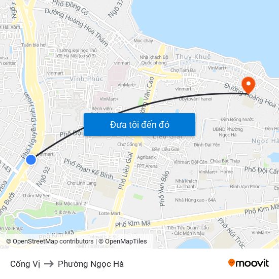 Cống Vị to Phường Ngọc Hà map