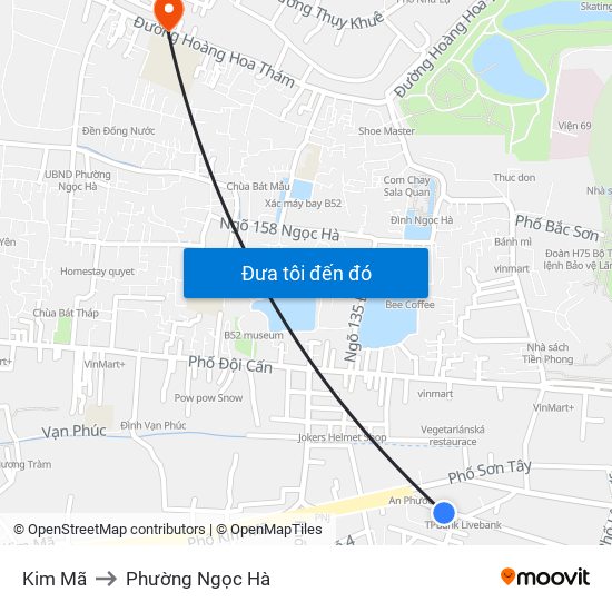 Kim Mã to Phường Ngọc Hà map