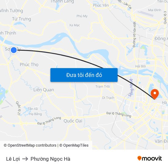 Lê Lợi to Phường Ngọc Hà map