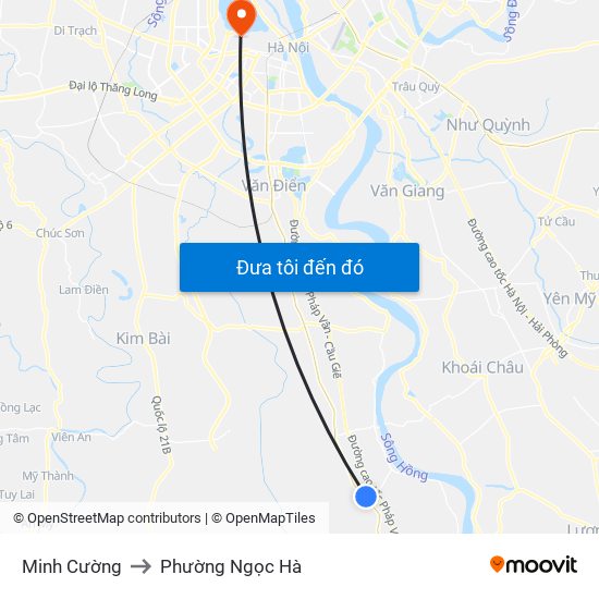 Minh Cường to Phường Ngọc Hà map