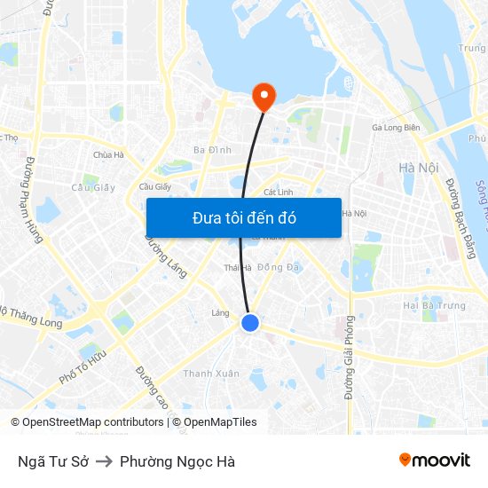 Ngã Tư Sở to Phường Ngọc Hà map