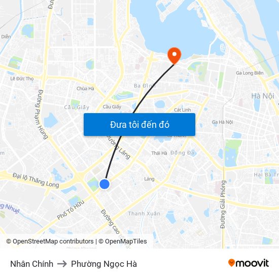 Nhân Chính to Phường Ngọc Hà map