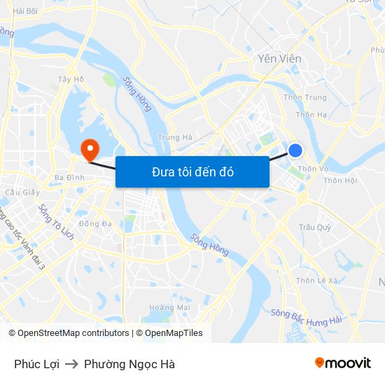 Phúc Lợi to Phường Ngọc Hà map