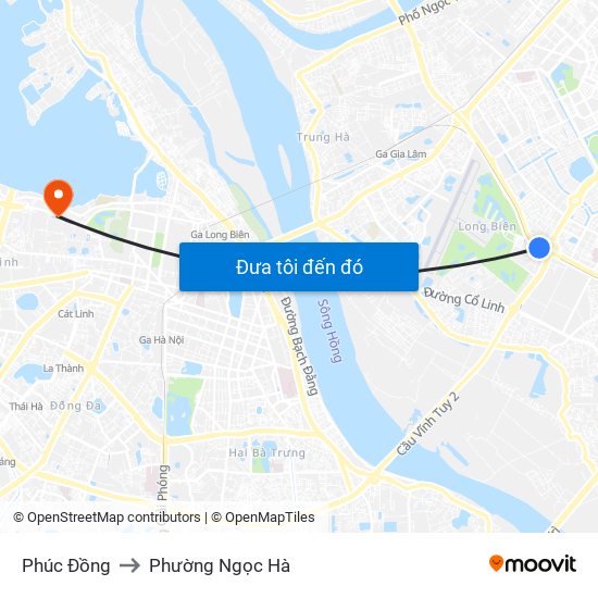 Phúc Đồng to Phường Ngọc Hà map